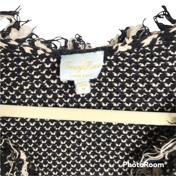 Tracy Reese basketweave and fringe long sleeve tweed jacket size M - Picture 5 of 5